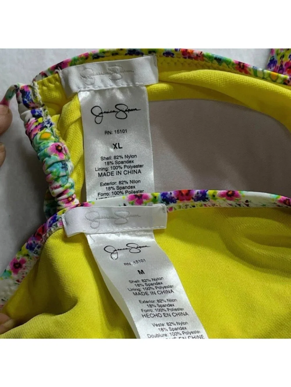 Jessica Simpson Ruffle Halter Bikini Set With Chevron & Floral Print XL